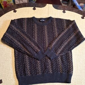 Vintage Jantzen Men's Dark Gray and Beige Crewneck Sweater
